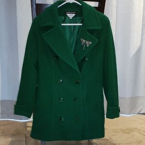 Savannah Green Pea Coat with Classic Double-Breasted Design